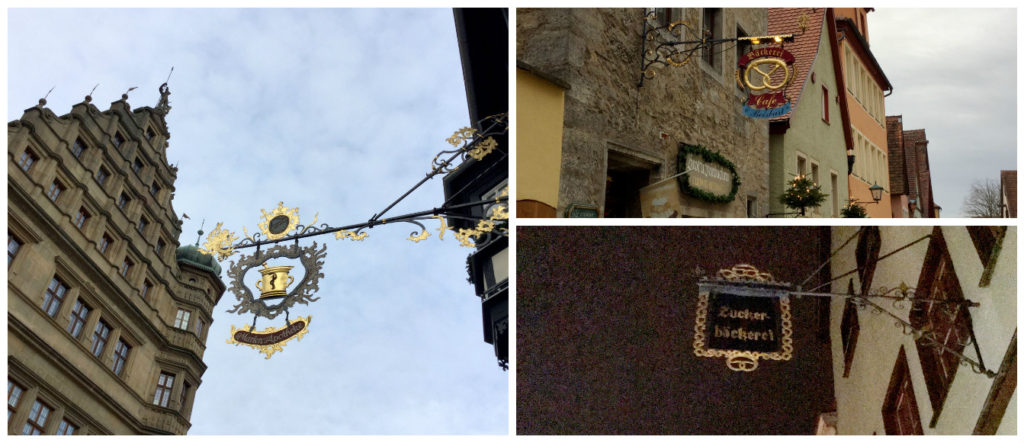 Left: Sign above a pharmacy. Right: The pretzel, the symbol of a bakery!