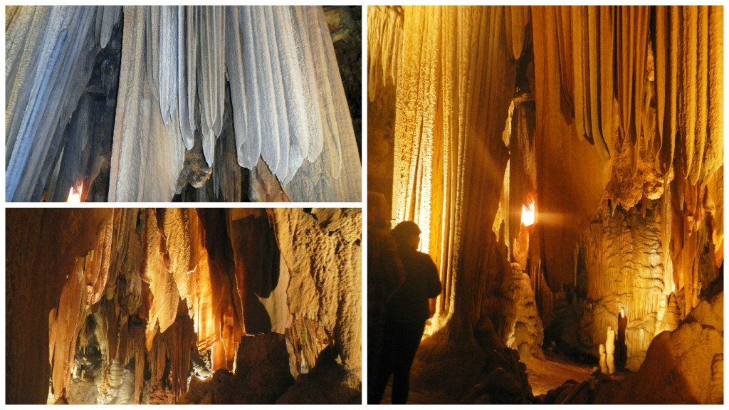 Drapery formation. The lights are actually behind the thinnest formations in the cave, ~1/8 in thick