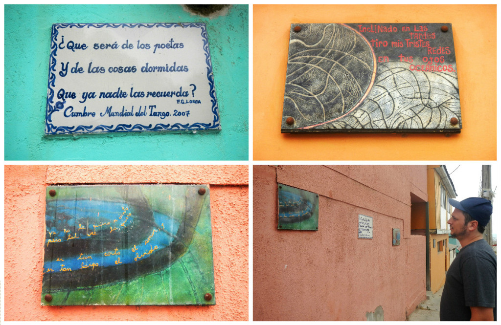 Plaques with verses from Spanish poet and friend of Neruda, Frederico Garica Lorca donated by Granada, his home city. 