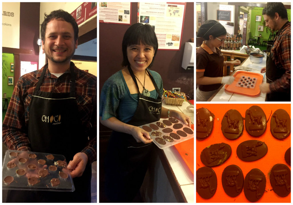 Our chocolate creations went in the fridge for 15-20 minutes to set and we just flipped them over to release them from the mold!