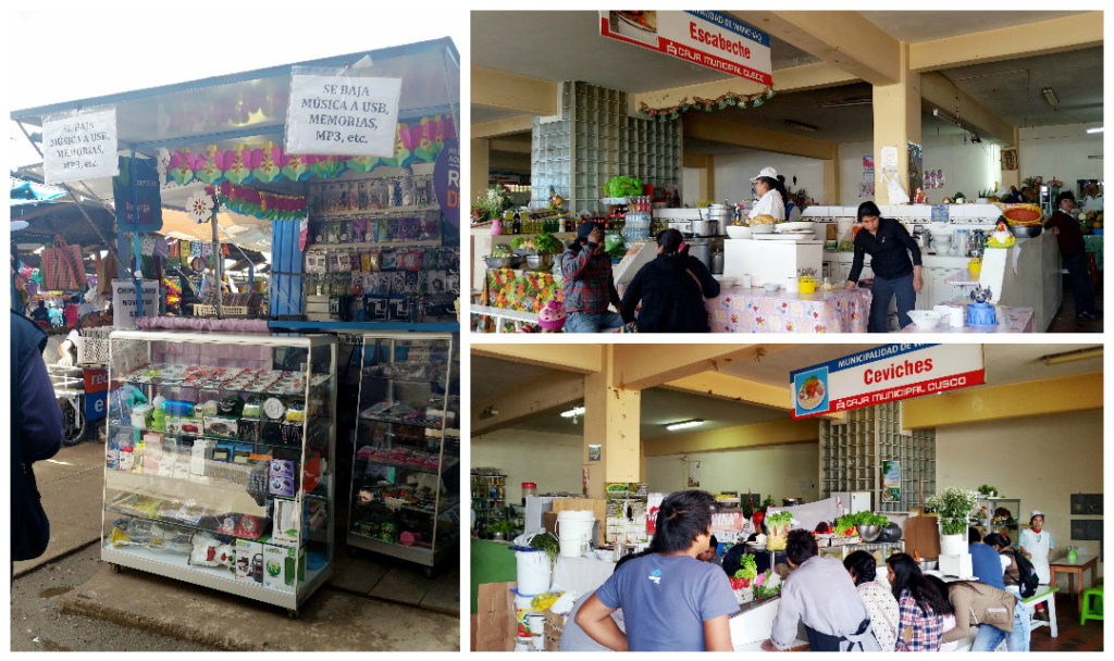 A stand sells digital media (saw a parent flipping through discs of Barney). There's a food court section of the market as well.