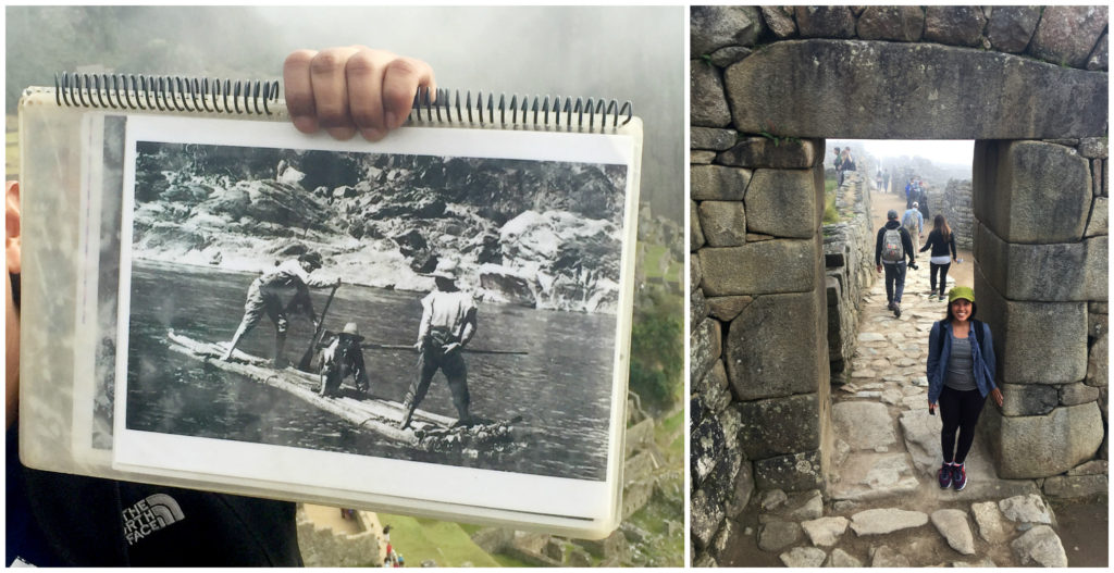 Left: Pablito the boy who showed Hiram Bingham Machu PIcchu. Right: Incan door.