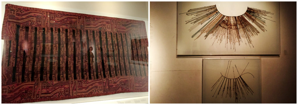 Right: textile. Left: Quipu.