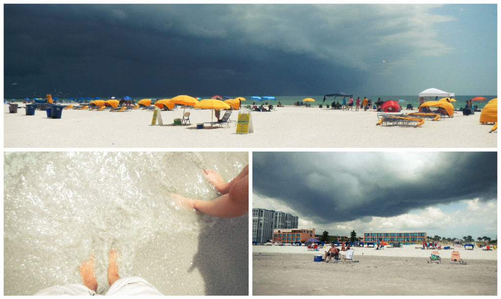 Storm clouds approached from the south. It was almost a clear night and day difference from the north! Our feet were the only part of us that got in the water.