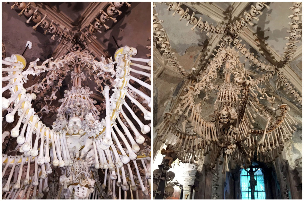 The Chandelier hangs between all the pinnacles. It contains at least one of every type of bone in the body.