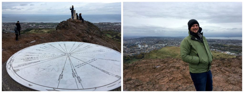 Plaque with distances to various castles in the area. Height of Arthur's Seat is 250.5 meters.