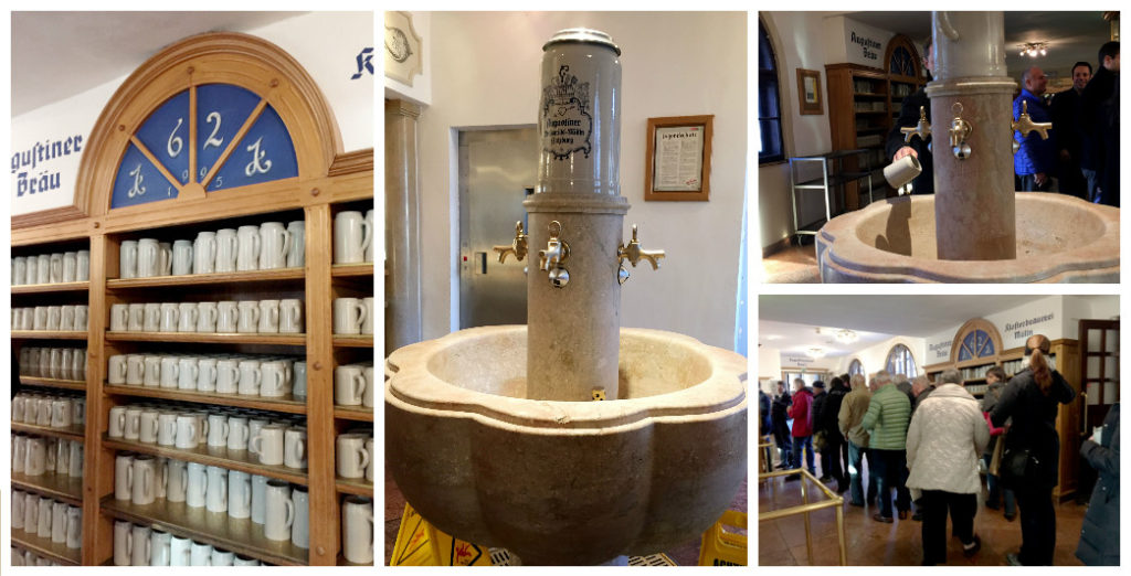 This automatic fountain thing is to rinse out your stein before it gets filled. It wasn't working when we were there, but we saw person after person try to use it.