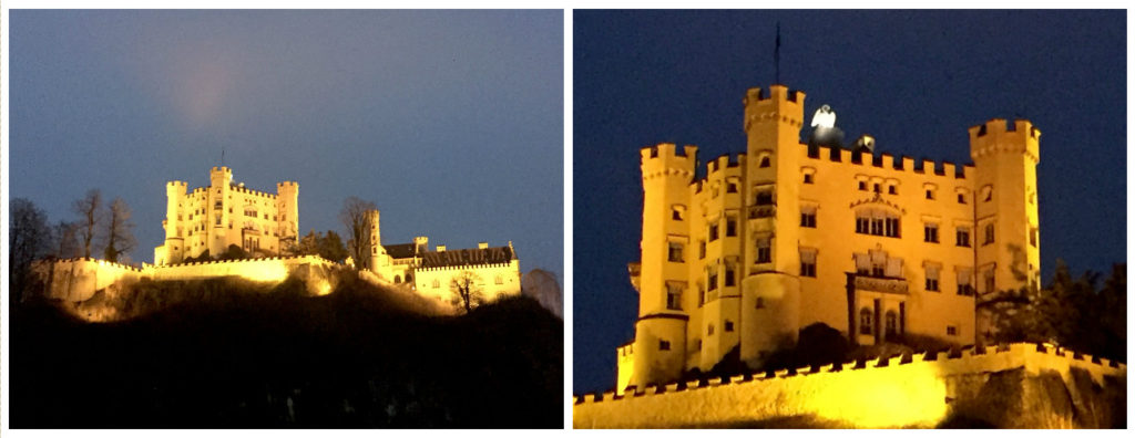 View of Hohenschwangau at night.